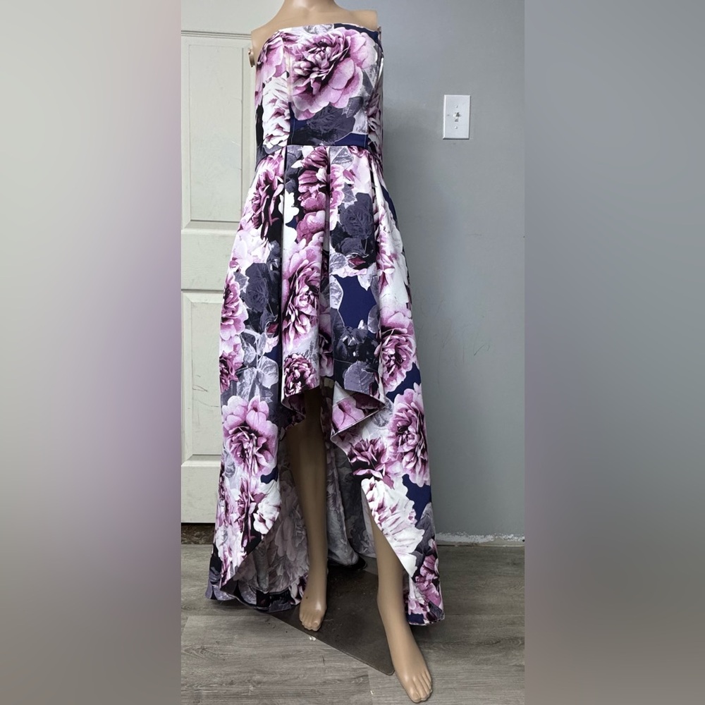 Speechless Purple and Pink Strapless Floral Dress